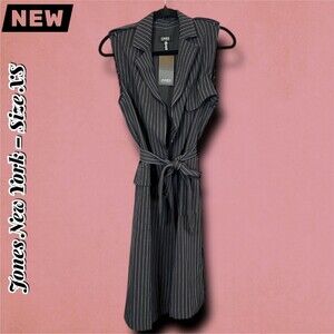 New NWT Jones New York Sleeveless Pinstripe Trench-Style Midi Dress – Size XS